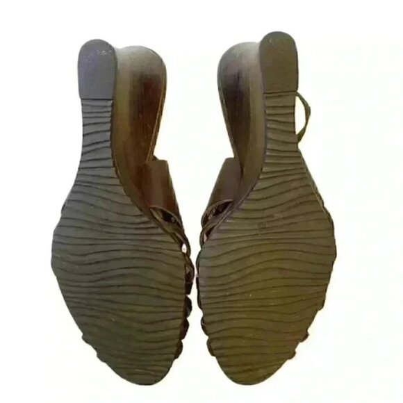 Timberland Wedge Sandals Brown Strappy Woven Leather Fisherman Slingbacks 7.5 - Picture 10 of 15